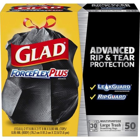 GLAD 30 gal Trash Bags, L, 0.9 mm, Black, 3 PK CLO78997CT
